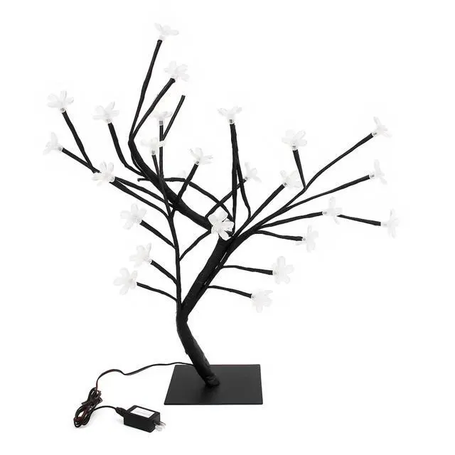 Alt view image 3 of 6 - Elegani Lighted Cherry Blossom Tree  18 Tabletop LED Tree with 24 White Blossoms, Warm White Lights for Wedding, Event, or Home Décor