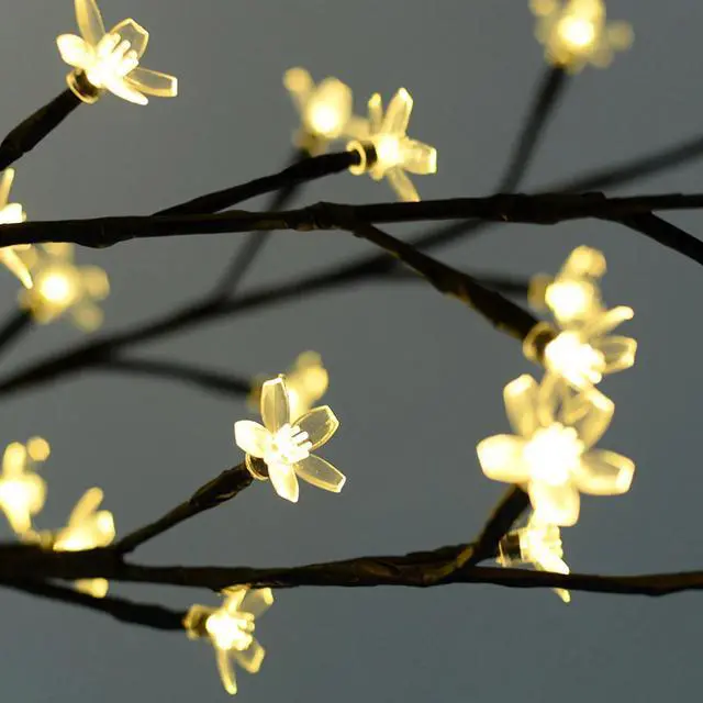 Alt view image 2 of 6 - Elegani Lighted Cherry Blossom Tree  18 Tabletop LED Tree with 24 White Blossoms, Warm White Lights for Wedding, Event, or Home Décor