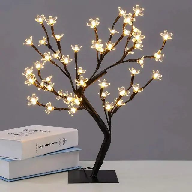 Alt view image 5 of 6 - Elegani Lighted Cherry Blossom Tree  18 Tabletop LED Tree with 24 White Blossoms, Warm White Lights for Wedding, Event, or Home Décor