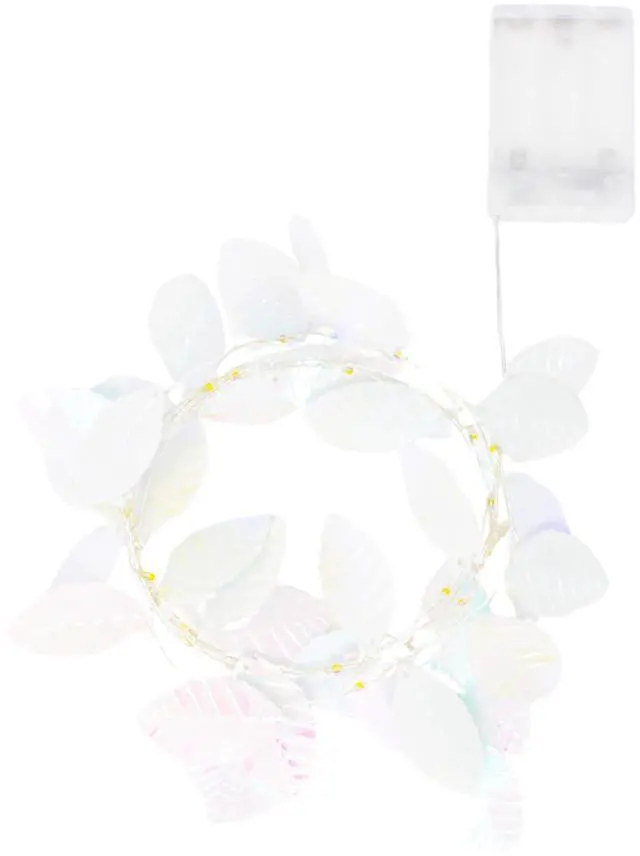 Alt view image 4 of 6 - Elegani 20 LED Iridescent Leaf Fairy Lights  7.8ft Silver Copper Wire String Light for Bedroom, Nursery, Wedding, Holiday Décor  Warm White (Batteries Not Included)