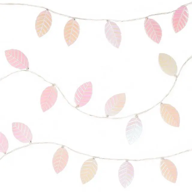 Alt view image 5 of 6 - Elegani 20 LED Iridescent Leaf Fairy Lights  7.8ft Silver Copper Wire String Light for Bedroom, Nursery, Wedding, Holiday Décor  Warm White (Batteries Not Included)
