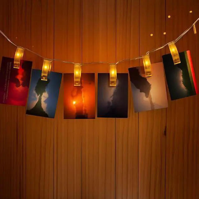 Alt view image 5 of 5 - Elegani 36 LED Gold Photo Clip String Light  13ft Decorative Hanging Lights for Photos, Art & Cards  Warm White Glow
