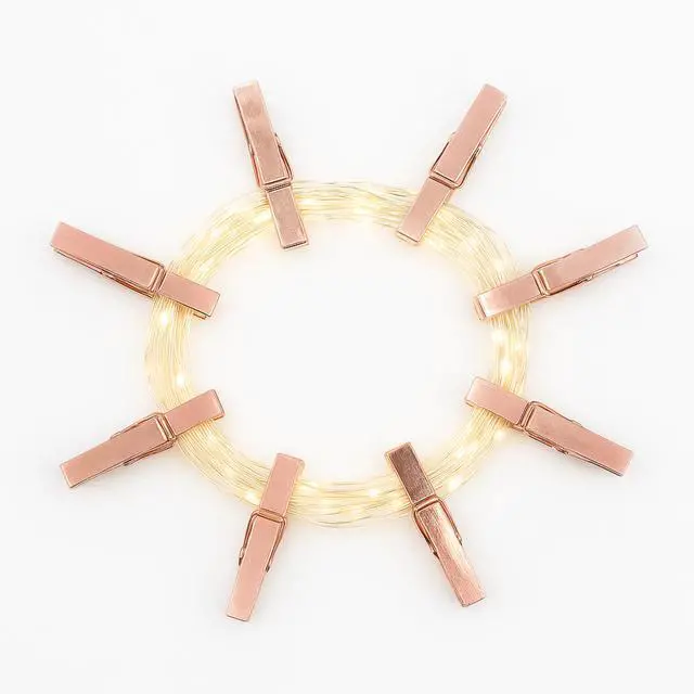 Alt view image 4 of 5 - Elegani 36 LED Rose Gold Photo Clip String Lights  13ft Decorative Picture Hanging Light for Wall, Dorm, Bedroom, or Headboard Display