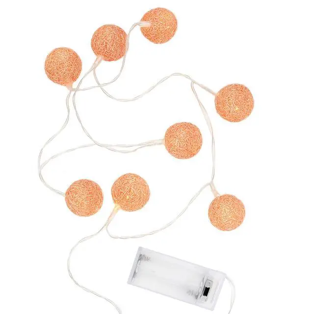 Alt view image 2 of 5 - Elegani Rose Gold Woven Copper Ball String Lights  10 LED Mini Globe Lights, Warm White, 2.4ft
