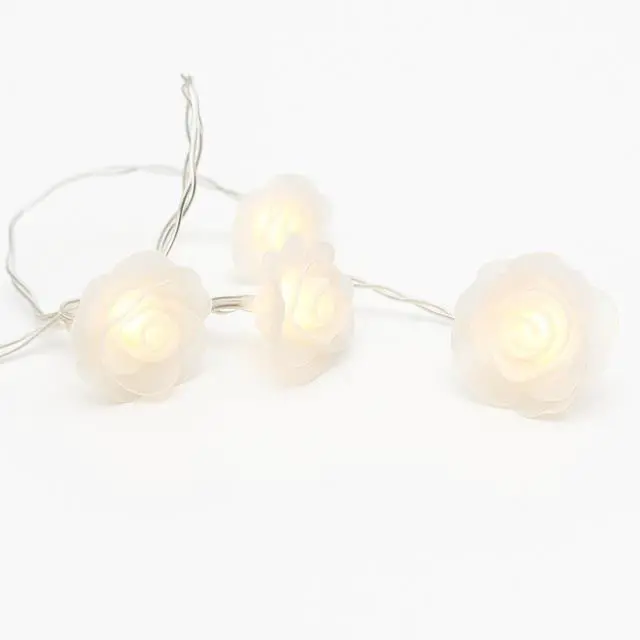 Alt view image 2 of 5 - Elegani 20 LED Rose Flower String Lights  Warm White 5mm LEDs with PVC Roses, Romantic Floral Lighting for Indoor Decor, Weddings, Bedrooms, Parties-12ft