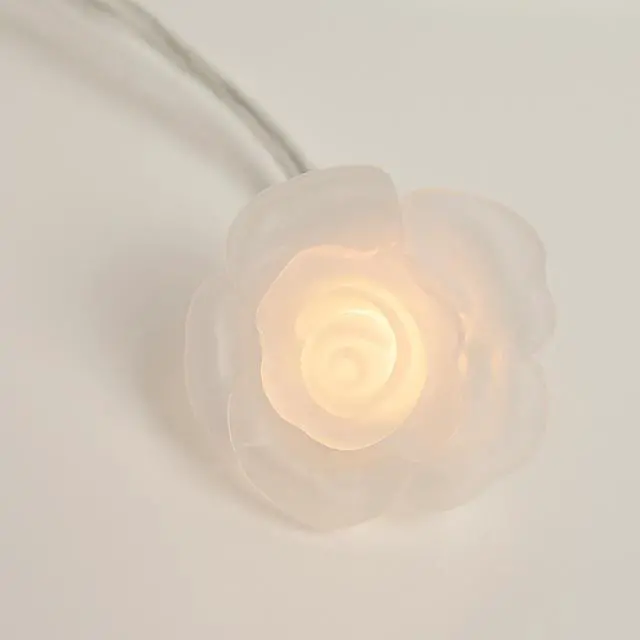 Alt view image 3 of 5 - Elegani 20 LED Rose Flower String Lights  Warm White 5mm LEDs with PVC Roses, Romantic Floral Lighting for Indoor Decor, Weddings, Bedrooms, Parties-12ft