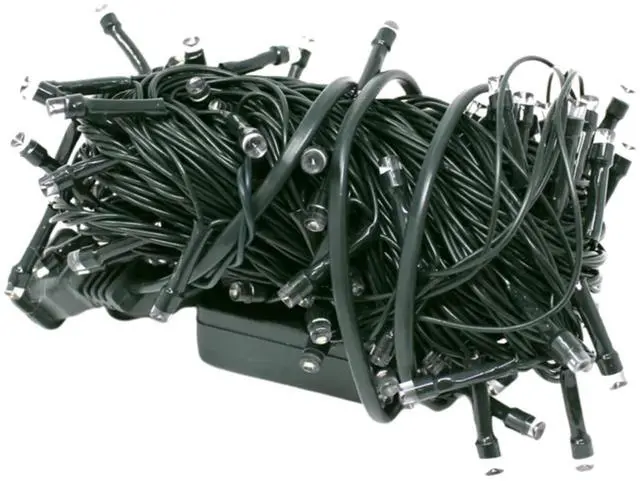 Alt view image 5 of 7 - Elegani 100 LED Blue String Lights with Connector  Green Wire, 22 Ft Plug-in Indoor Outdoor Waterproof Holiday Lighting
