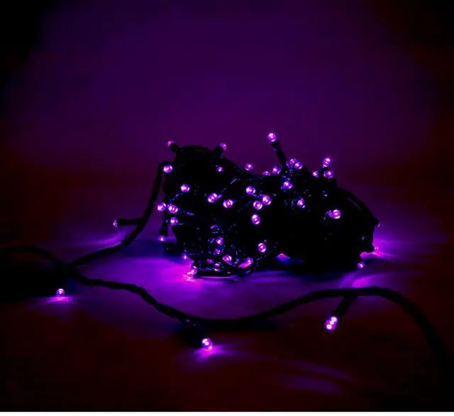 Alt view image 3 of 7 - Elegani 100 LED Blue String Lights with Connector  Green Wire, 22 Ft Plug-in Indoor Outdoor Waterproof Holiday Lighting