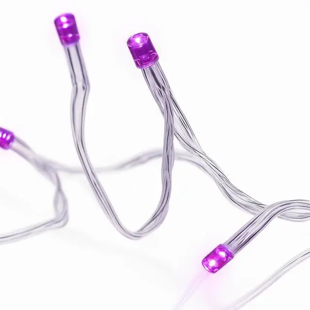 Alt view image 4 of 6 - Elegani 100 LED String Purple Lights with Clear Wire  33ft Plug-In Indoor Outdoor Fairy Lights with 8 Modes, Waterproof Decorative Lighting for Parties, Weddings, Holidays