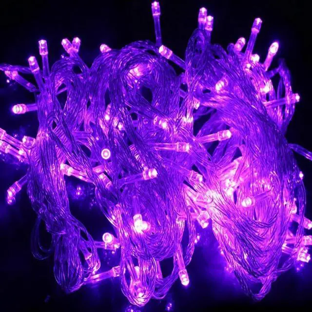 Alt view image 5 of 6 - Elegani 100 LED String Purple Lights with Clear Wire  33ft Plug-In Indoor Outdoor Fairy Lights with 8 Modes, Waterproof Decorative Lighting for Parties, Weddings, Holidays