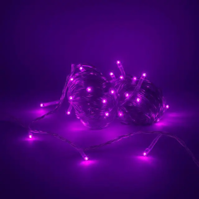 Alt view image 2 of 6 - Elegani 100 LED String Purple Lights with Clear Wire  33ft Plug-In Indoor Outdoor Fairy Lights with 8 Modes, Waterproof Decorative Lighting for Parties, Weddings, Holidays