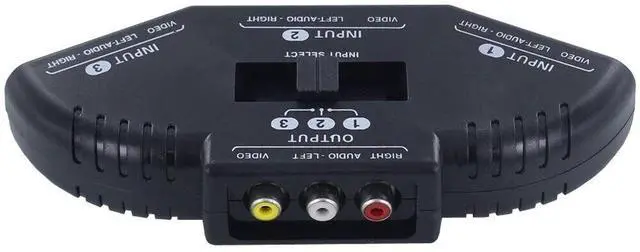 Alt view image 2 of 2 - Black 3 Port AV Composite RCA Selector Box Switch Splitter