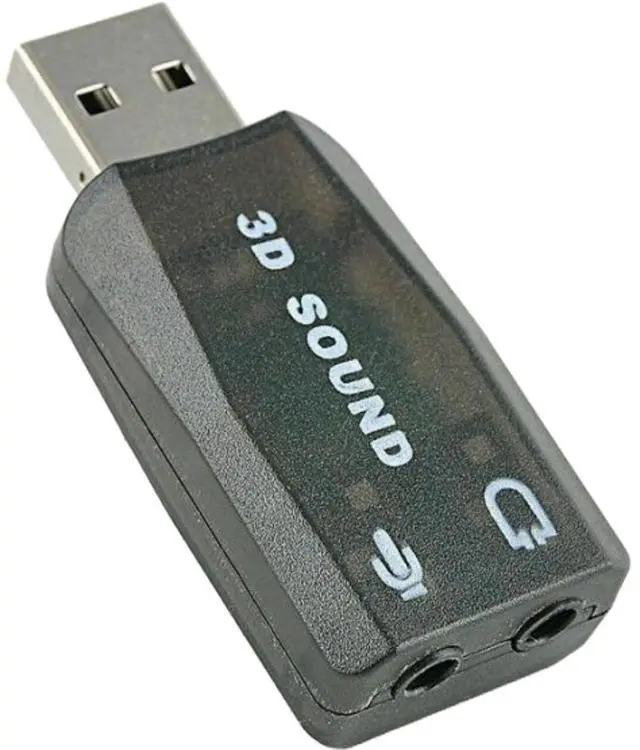 Alt view image 2 of 2 - 5.1 USB to 3.5mm 3D Sound Card Audio Adapter Black