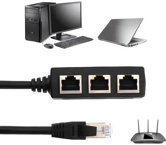 Alt view image 3 of 4 - RJ45 Splitter Adapter LAN Ethernet Cable