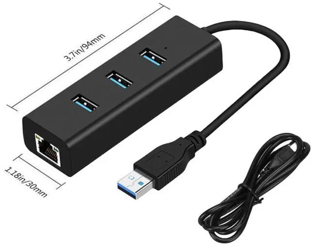 Alt view image 7 of 7 - SANOXY USB 3.0 Gigabit 1000Mbps Ethernet LAN RJ45 Network Adapter 3 Ports HUB