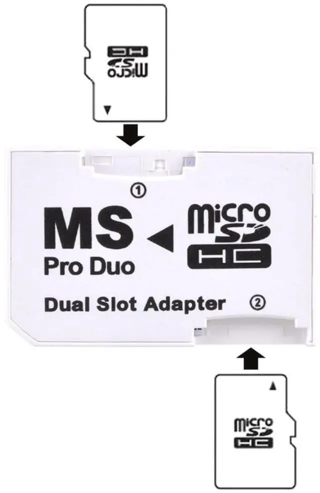 Alt view image 4 of 4 - SANOXY Dual Slot MicroSD to MS PRO DUO Adapter, Black (MicroSD or MicroSDHC Cards)