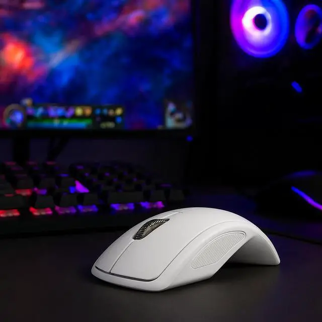 Alt view image 2 of 6 - Sanoxy Wireless Foldable Arc Optical Mouse with USB Receiver (White)