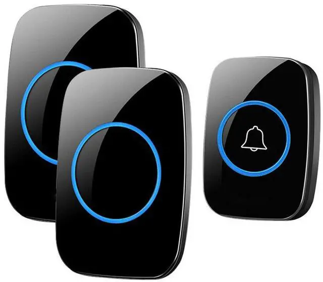 Main image of Wireless Doorbell Chime Waterproof Plugin Receiver Adjustable Volume 1000FT Kit-black