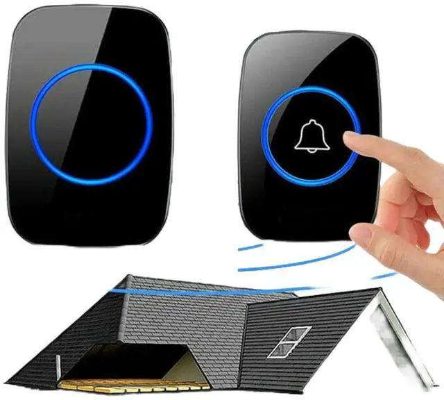 Alt view image 4 of 4 - Wireless Doorbell Chime Waterproof Plugin Receiver Adjustable Volume 1000FT Kit-black