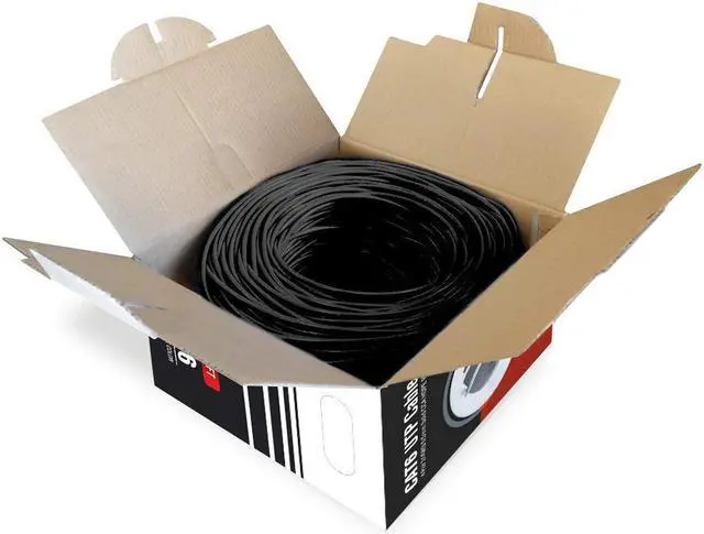 Alt view image 2 of 2 - Dripstone 500ft Cat6 Outdoor Direct Burial Solid Cable 23AWG Waterproof Wire HDPE insulated Polyethylene (PE) for Indoor/Outdoor Easy pull box, Black