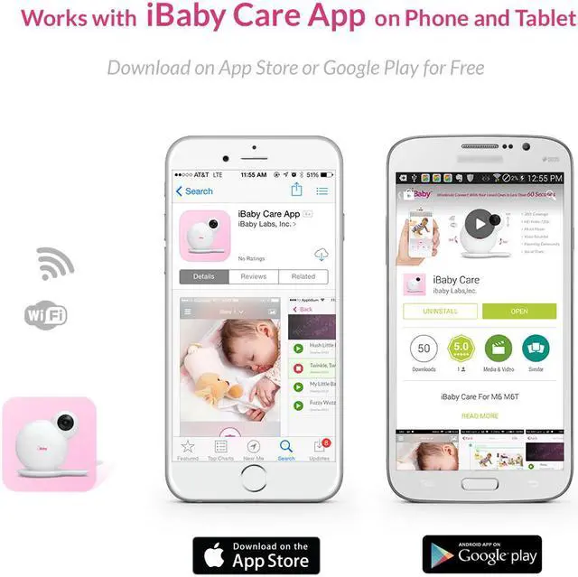 Alt view image 6 of 10 - iBaby Monitor M6 Wi-Fi High Definition Digital Video Baby Monitor for iPhone and Android, Night Vision, Two-Way Audio Speakers