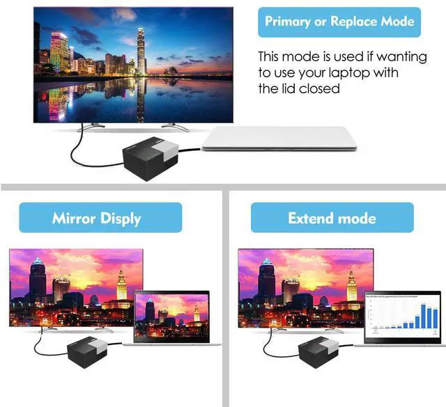 Alt view image 5 of 12 - Wavlink USB 3.0/USB C Universal Laptop Dual Monitor Display Docking Station with HDMI & DVI / VGA,6 USB Ports, Gigabit Ethernet, 2 USB charging(2.4A), Audio For Windows Mac OS, Not support Charging PC
