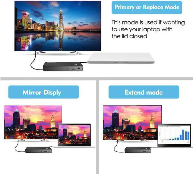 Alt view image 4 of 7 - WAVLINK Thunderbolt 3 Dock-180W DC Power Adapter (85W Charging) Dual 4K@60Hz Display,2X Thunderbolt 3 up to 40Gb/s, DP1.2, 4X USB 3.0 Ports, SD Card Slot, LAN for Mac/Windows Thunderbolt 3 Laptops PC
