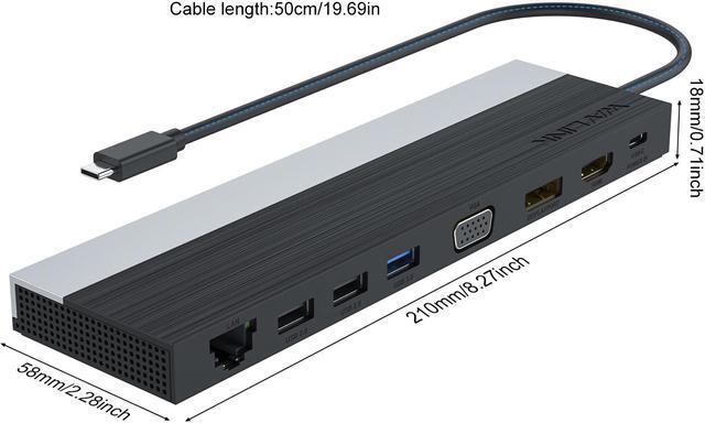 Alt view image 8 of 7 - Wavlink USB C Docking Station 4K Triple Display USB C Hub With DP& HDMI& VGA, 85W PC Charging, SD TF Card Reader, Gigabit Ethernet, 4 USB Ports, Audio for Dell XPS 13/15,Lenovo Yoga, MacBook Pro