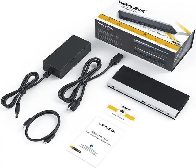 Alt view image 7 of 7 - Wavlink USB-C Triple Display ( Dual DP + 1 HDMI) Docking Station with 65W Charging, USB C Gen 2 System, 2 Display Ports & HDMI, 4 USB 3.0, SD/TF Card Reader, Gigabit Ethernet) For MacBook Pro, Windows