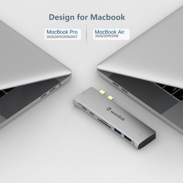 Alt view image 7 of 7 - Wavlink USB C Hub, Type C Adapter Mini Docking Station with 4K HDMI Port, 2 USB 3.0, TF/SD Card Reader, USB-C PD3.0 100W  and Thunderbolt 3, LED indicator For MacBook Pro for MacBook Pro/Air