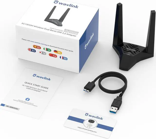 Alt view image 7 of 7 - Wavlink USB 3.0 WiFi Adapter for PC 802.11AC 1300Mbps WiFi Card Dual Band 2.4GHz/400Mbps 5GHz/867Mbps Network Card, High Gain 3dBi Antennas For Desktop Laptop Windows 10/8/7,Mac OS 10.11 or Later