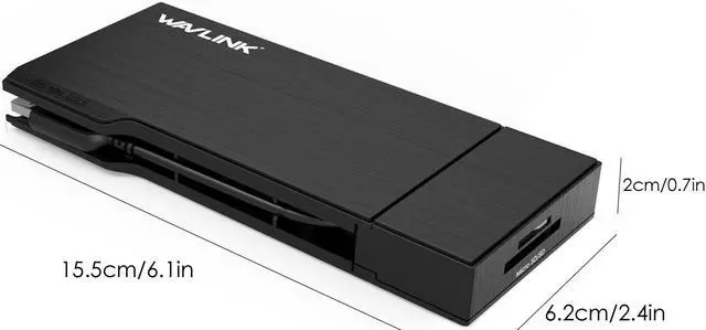 Alt view image 6 of 7 - Wavlink Universial USB 3.0 Dual-Head Mini Docking Multi-Display HDMI/VGA with Gigabit Ethernet, USB 3.0 Port, Removable Card Reader, HDMI up to 2560x1440 and VGA 1920x1200 Supports Windows