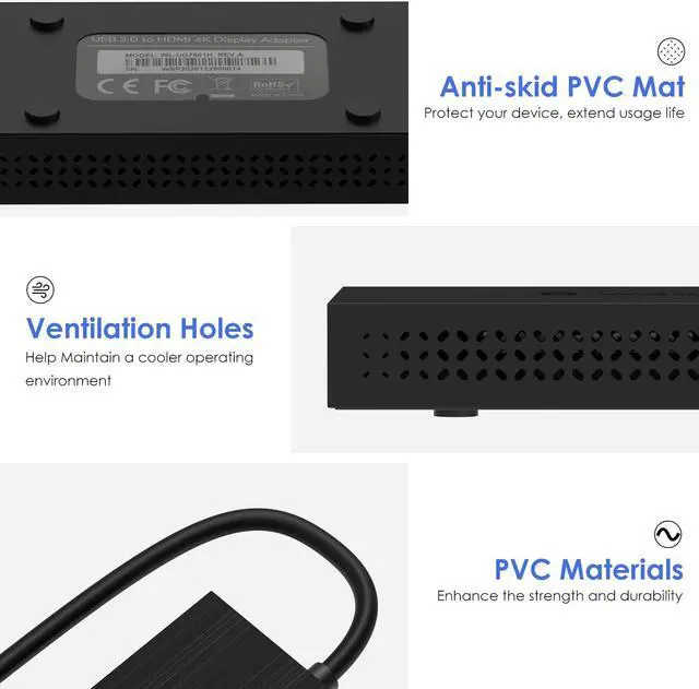 Alt view image 4 of 7 - Wavlink USB3.0 to HDMI 4K Video Adapter, 3840×2160 Multi-Display Adapter, Support Laptop TV PC with Windows 7/8/8.1/10 Mac OS 10.10 or above, Chrome.With USB3.0 to Type C and HDMI to DVI converter