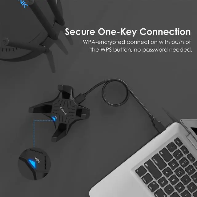 Alt view image 5 of 7 - Wavlink USB 3.0 WiFi Adapter For PC, AC1900Mbps Dual Band 2.4G/5G, 4X 3dBi High Gain Antennas Network Card, MU-MIMO, Magnetic Base for Desktop Laptop PC Support Windows 11/10/8.1/8/7/XP/Vista, Mac OS