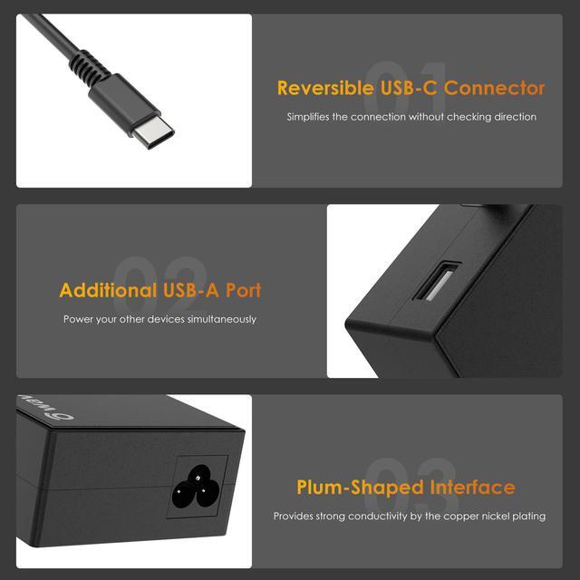 Alt view image 4 of 7 - Wavlink 112W USB C Universal Laptop Charger 100W AC Adapter Portable Laptop Adapter Computer Power Supply Cord with USB A Output for MacBook Huawei Lenovo HP Dell Samsung Acer Chromebooks and More