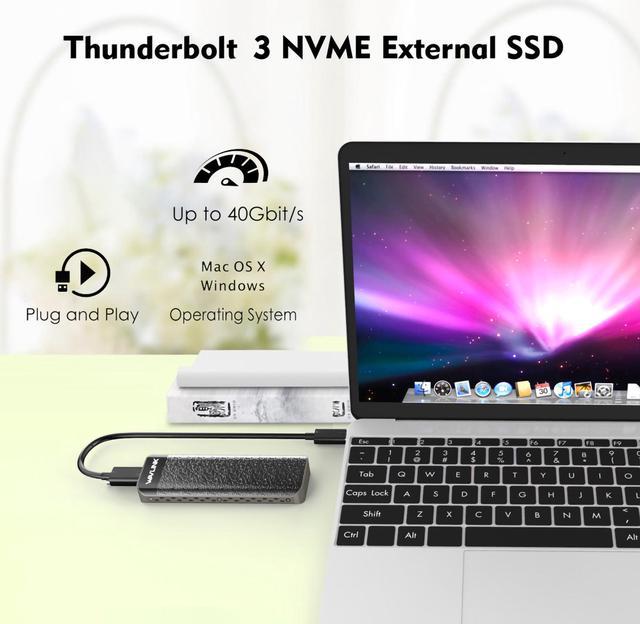 Wavlink WL-UTE02 Type-C Thunderbolt 3 to NVMe SSD Enclosure, Thunderbolt 3  NVME External SSD, Heat Sink Integrated, 0.5m Thunderbolt 3 Pigtail Cable