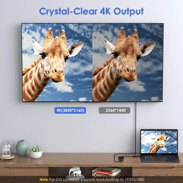 Alt view image 2 of 7 - Wavlink USB3.0 to HDMI 4K Video Adapter, 3840×2160 Multi-Display Adapter, Support Laptop TV PC with Windows 7/8/8.1/10 Mac OS 10.10 or above, Chrome.With USB3.0 to Type C and HDMI to DVI converter