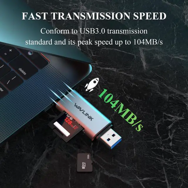 Alt view image 6 of 7 - Wavlink SD Card Reader, USB C+USB3.0 Micro SD Memory Card Reader Adapter for TF SD Micro SD SDXC SDHC MMC RS-MMC Micro SDXC Micro SDHC UHS-I, For MacBook Air/Pro, iPad Pro, Samsung Galaxy S21, Android