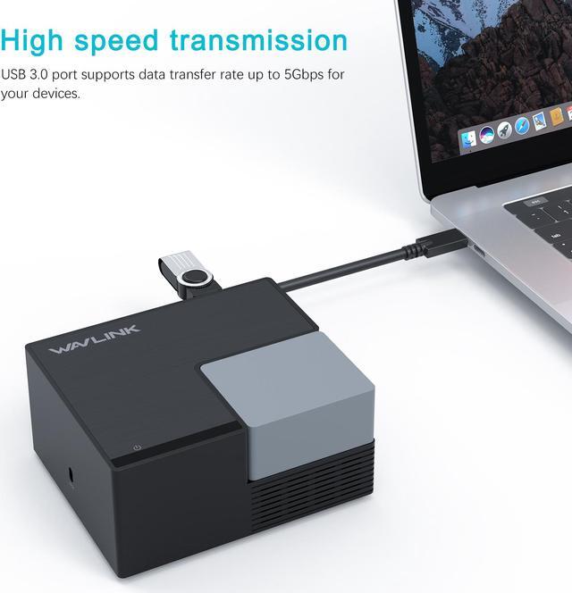 Alt view image 6 of 7 - Wavlink USB-C Docking Station USB 3.0 Laptop Universal Dock with Dual HDMI Display Single 4K, 100W PD Charging, 4 USB 3.0, BC 1.2 fast charging, 130W Power Adapter, Gigabit Ethernet, Audio, Mic