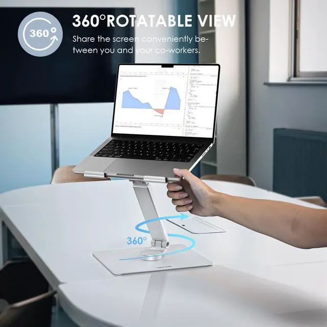 Alt view image 3 of 7 - Wavlink Laptop Stand for Desk, Ergonomic Laptop Holder Laptop Riser with 360° Swivel, Height/Angle Adjustable Computer Riser for Collaborative Work, Fit for MacBook Pro/Air, Laptops 10 15 17 inch