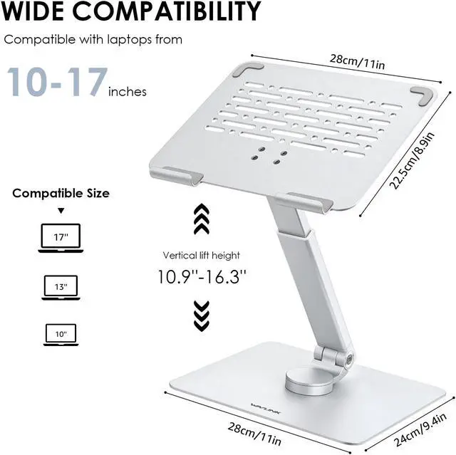 Alt view image 6 of 7 - Wavlink Laptop Stand for Desk, Ergonomic Laptop Holder Laptop Riser with 360° Swivel, Height/Angle Adjustable Computer Riser for Collaborative Work, Fit for MacBook Pro/Air, Laptops 10 15 17 inch