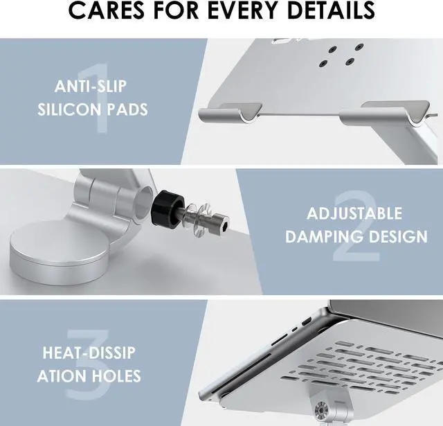 Alt view image 7 of 7 - Wavlink Laptop Stand for Desk, Ergonomic Laptop Holder Laptop Riser with 360° Swivel, Height/Angle Adjustable Computer Riser for Collaborative Work, Fit for MacBook Pro/Air, Laptops 10 15 17 inch