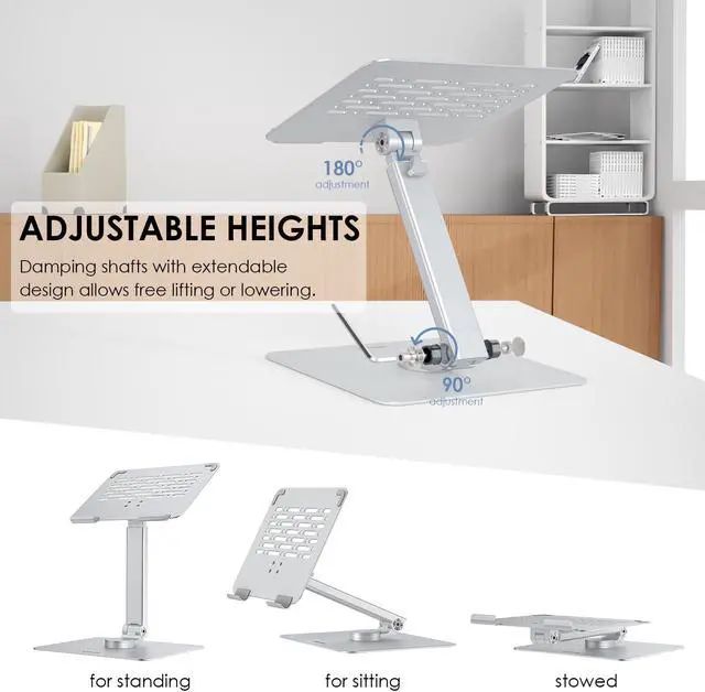 Alt view image 5 of 7 - Wavlink Laptop Stand for Desk, Ergonomic Laptop Holder Laptop Riser with 360° Swivel, Height/Angle Adjustable Computer Riser for Collaborative Work, Fit for MacBook Pro/Air, Laptops 10 15 17 inch