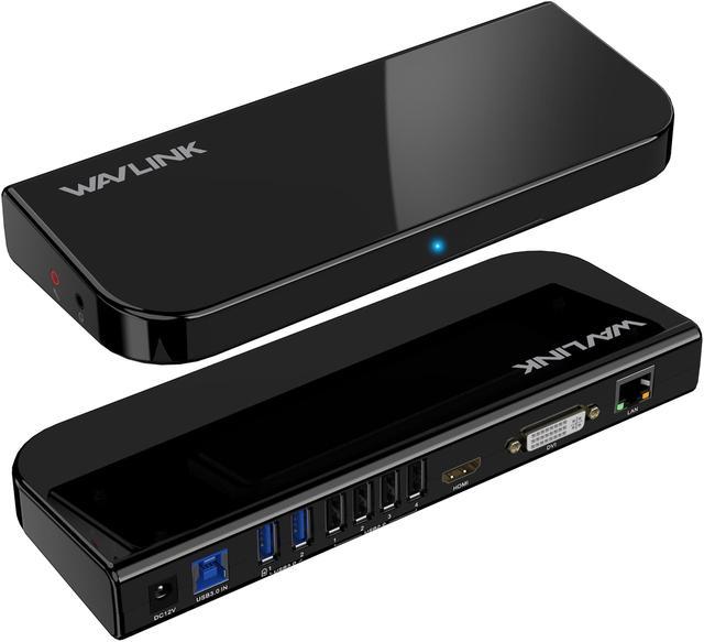  Plugable USB 3.0 Universal Laptop Docking Station Dual Monitor  for Windows and Mac, USB 3.0 or USB-C, (Dual Video: HDMI and HDMI/DVI/VGA,  Gigabit Ethernet, Audio, 6 USB Ports) Black : Electronics