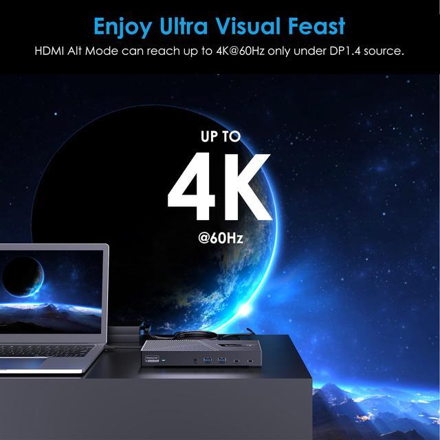 Alt view image 6 of 7 - Wavlink USB C Triple Monitor Docking station With 100W Laptop Charging, 10Gbps USB for Thunderbolt 3/4, Mac M1/M2/M3, USB4, Windows (3 HDMI, 2 DisplayPort, 2 USB-C, 4 USB3.1, Ethernet, Audio&Mic)