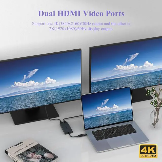 Alt view image 2 of 7 - WAVLINK USB 3.0 to Dual HDMI UHD Universal Video Adapter, Supports 6 Monitor Displays, 4K and 1080p External Video Display,For M1/M2 Mac, Windows, ChromeOS Android 7.1+, NOT Support for Linux, iPad OS