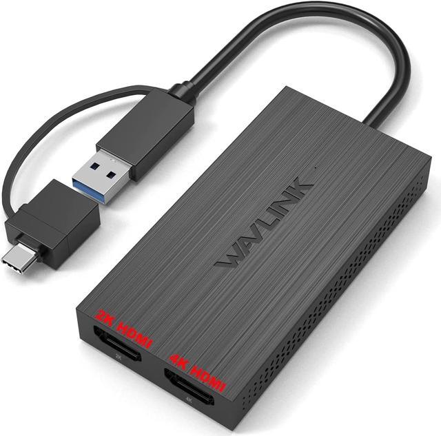 WAVLINK USB 3.0 to Dual HDMI UHD Universal Video Adapter, Supports 6  Monitor Displays, 4K and 1080p External Video Display,For M1/M2 Mac,  Windows