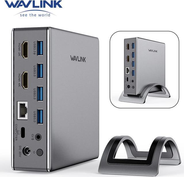 Wavlink USB 3.0 Laptop Docking Dual HDMI Monitor For M1/M2 Pro/Air, Surface Pro, Dell Yoga Thunderbolt 3/4 With 100W PD, HDMI 4K & HDMI 2K, 4 USB3.0, Gigabit