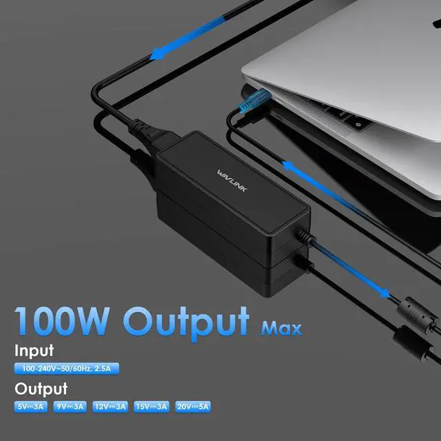 Alt view image 2 of 7 - Wavlink PD 100W USB-C GaN Fast Charger, Universal USB-C Charger for Laptops, Tablets, Phones and more, Compatible with MacBook, Chromebook, Lenovo, Dell, HP, Asus, Huawei, Samsung, Switch, PS, Xbox