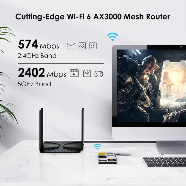 Alt view image 3 of 7 - Wavlink AX3000 WiFi Router Dual Band Wi-Fi 6 Gaming Router 802.11ax Wireless Router with 2 Gigabit LAN ports for Gaming and VR, VPN(PPTP
L2TP) MU-MIMO, Beamforming, OFDMA, WPA3, Support 160MHz & IPv6